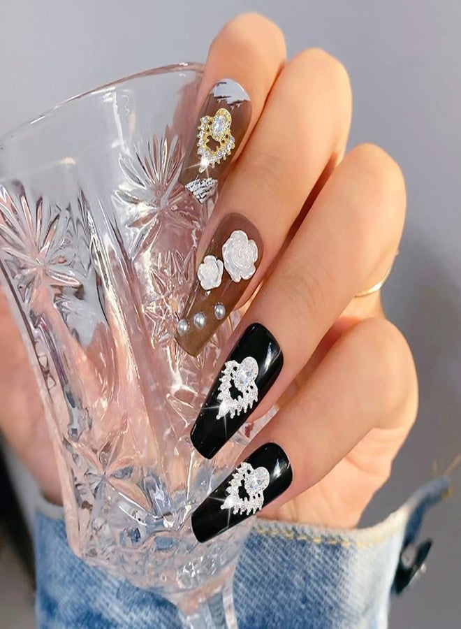 SILPECWEE 30pcs 3D Luxury Nail Charms Gold and Silver Nail Rhinestones Gems Glass Crystal Clear Nail Diamond Metal Nail Studs Nail Jewels Nail Art Decorations for Acrylic Nails - Image 5