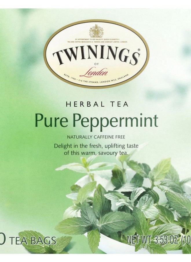 Twinings Herbal Tea Pure Peppermint Caffeine Free 50 Tea Bags 3.53 oz (100 g) 