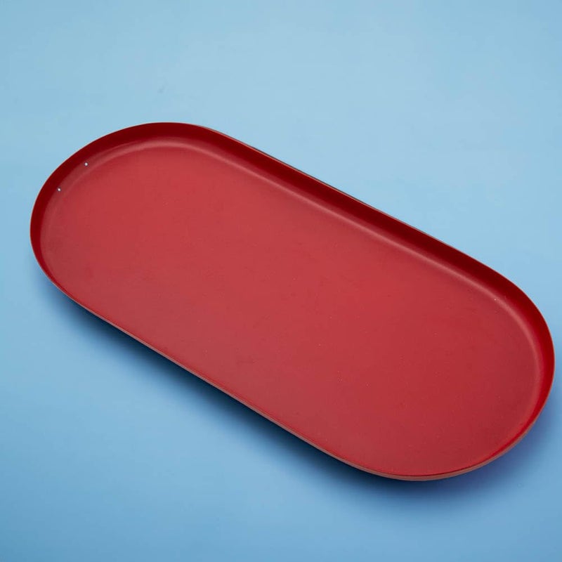 giBOX Red Metal Tray Set of 1 for Serving Drink Breakfast Dinner | Premium Rectangular Platter for Dining Table | Modern Style Multipurpose Tray 1 Pcs for Home, Kitchen, Parties - Image 1