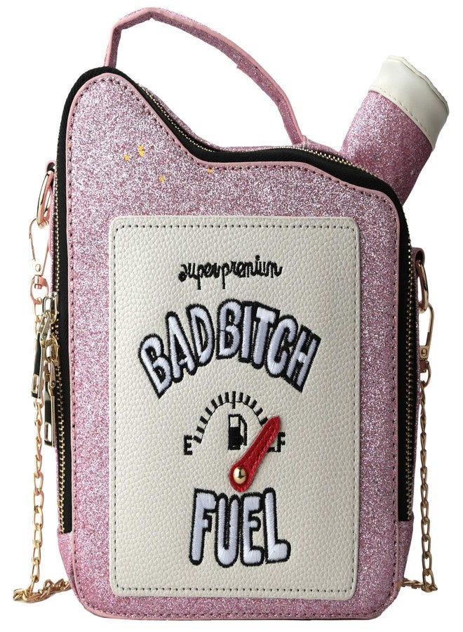 QiMing Gasoline Shoulder Handbag,Sequins PU CrossBody PursesTote Bag for Women(Pink) - Image 1