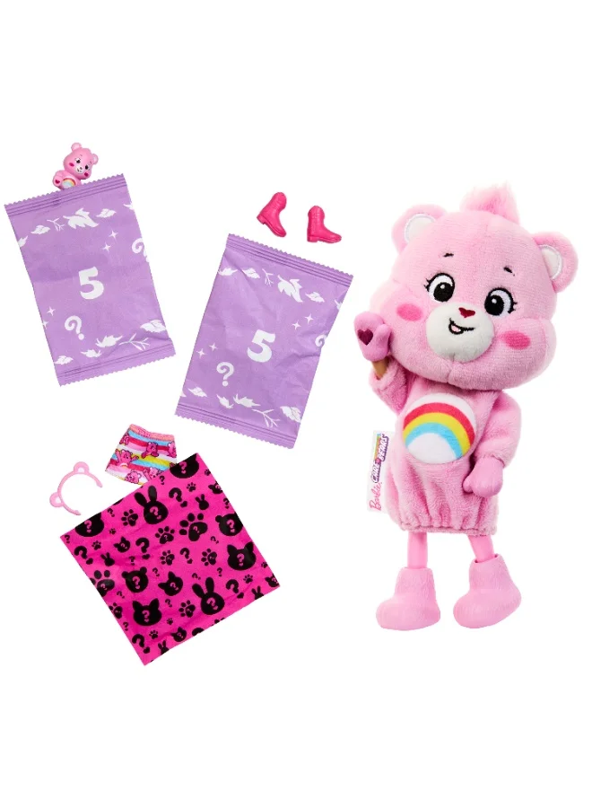 Barbie Cutie Reveal Chelsea Doll & Accessories, Care Bears Series, Small Doll with Plush Costume & 6 Surprises (Styles May Vary)