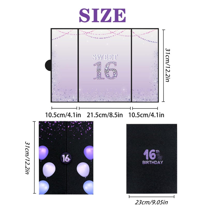 Roetyce Sweet 16 Party Decorations, Purple Sweet 16 Guest Book, 16th Birthday Decorations for Girls, Sweet 16 Birthday Gifts, Jumbo 16th Birthday Card Signature Board, 16 Years Old Bday Party Supplies - Image 2