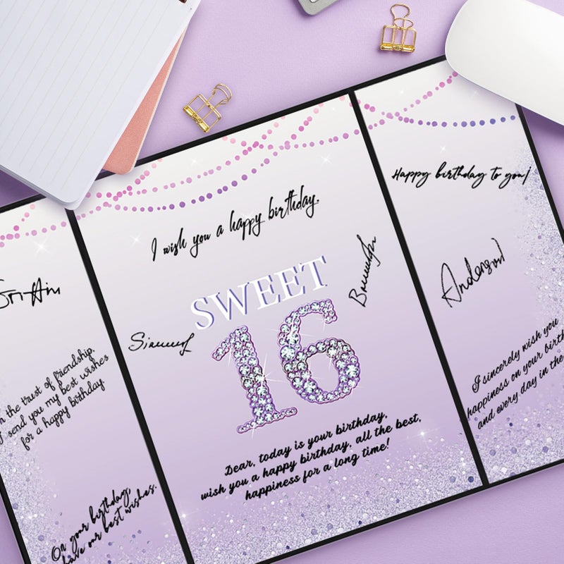 Roetyce Sweet 16 Party Decorations, Purple Sweet 16 Guest Book, 16th Birthday Decorations for Girls, Sweet 16 Birthday Gifts, Jumbo 16th Birthday Card Signature Board, 16 Years Old Bday Party Supplies - Image 5