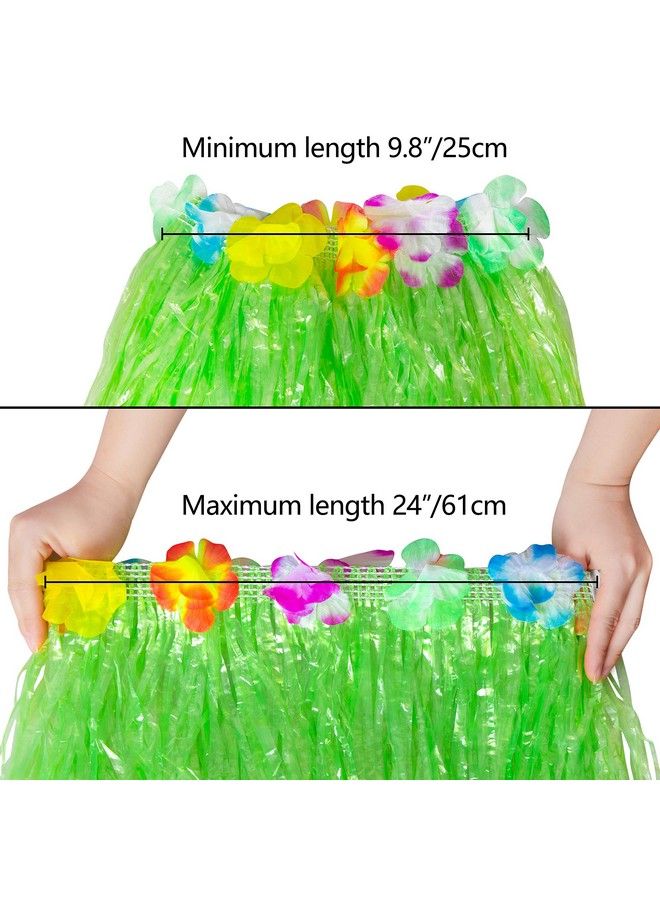 jollylife 12Pcs Hawaiian Luau Hula Skirts + 12Pcs Wristbands Hibiscus Flowers Birthday Tropical Party Decorations Favors Supplies - Image 5