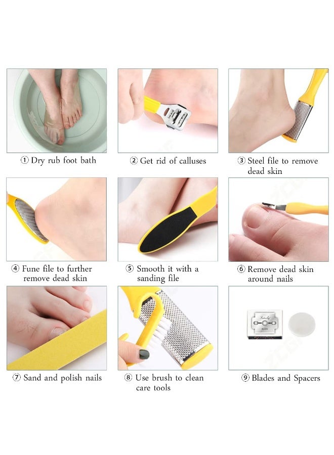 10 في 1 مجموعة إصلاح القدم ، مجموعة أداة إصلاح القدم ، مجموعة العناية بالقدمين من الفولاذ المقاوم للصدأ ، مجموعة إصلاح القدم Peeler ، مجموعة ملف القدم ، جهاز إزالة القدم Callum (الأصفر) - Image 3