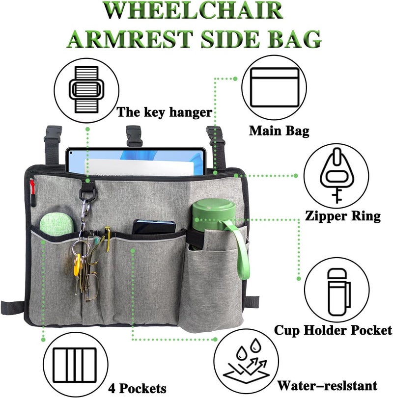 TONINT Large Walking Frame Bag with Cup Holder,Walker Tote Bag,Walker Basket,Folding Walker Attachment Hands-Free Storage Basket Mobility Aid Accessory Pouch for Elderly - Image 4