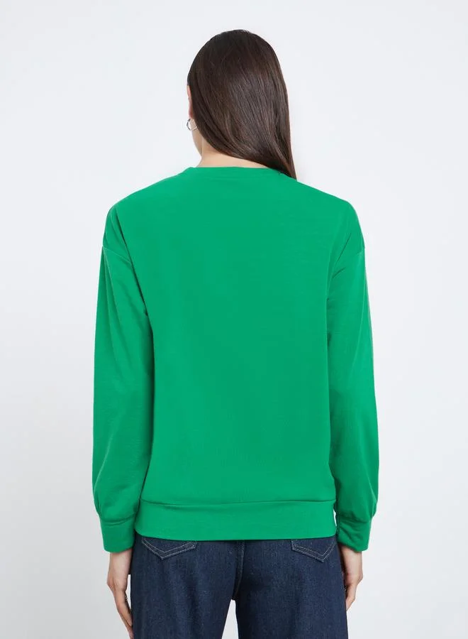 Take Two Green Take Two Green Merry Slogan Print Sweatshirt for Women | Best Price UAE