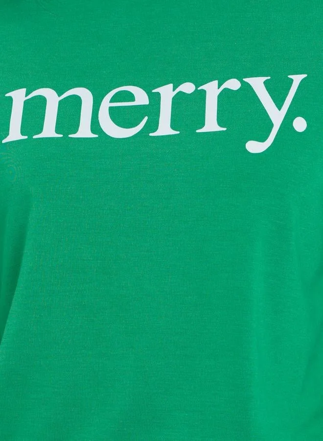 Take Two Green Take Two Green Merry Slogan Print Sweatshirt for Women | Best Price UAE