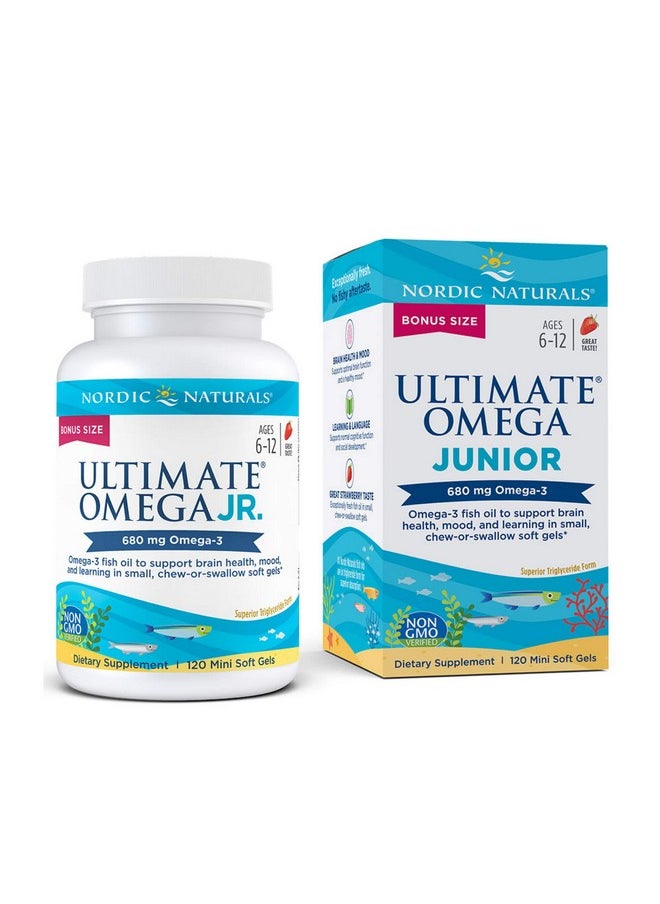 NORDIC NATURALS Ultimate Omega Jr Strawberry 120 Mini Soft Gels 680 Total Omega3S With Epa & Dha Brain Health Mood Learning Nongmo 60 Servings  - Image 2
