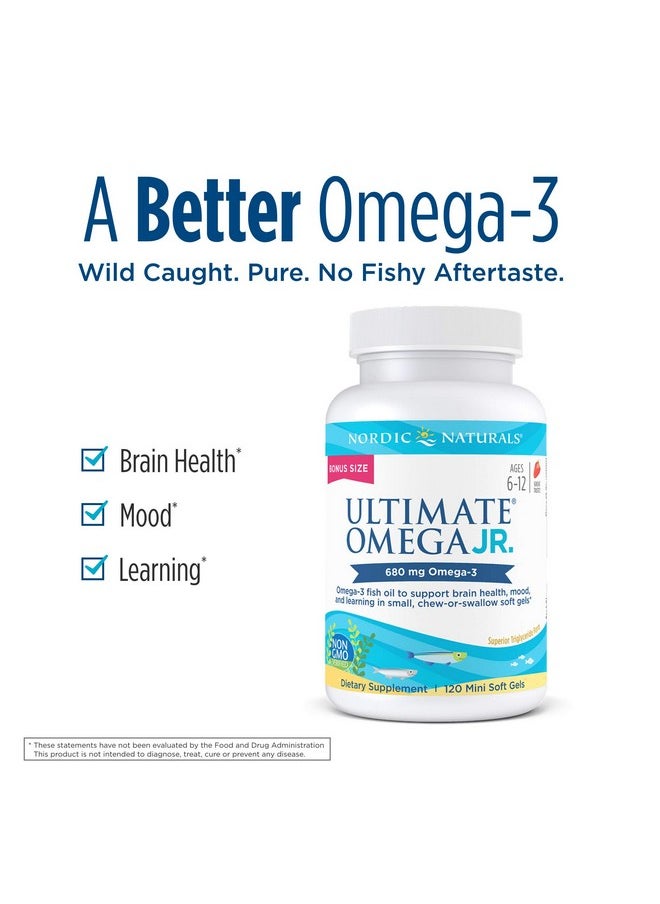 NORDIC NATURALS Ultimate Omega Jr Strawberry 120 Mini Soft Gels 680 Total Omega3S With Epa & Dha Brain Health Mood Learning Nongmo 60 Servings  - Image 4