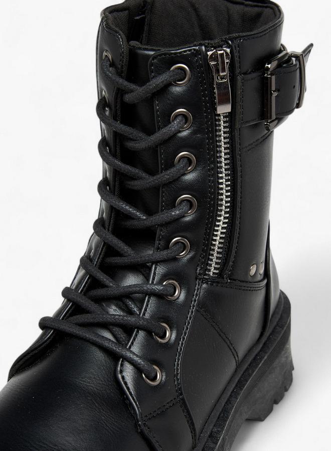 Flora Bella By Shoexpress Panelled Ankle Boots with Zip Closure - Image 4