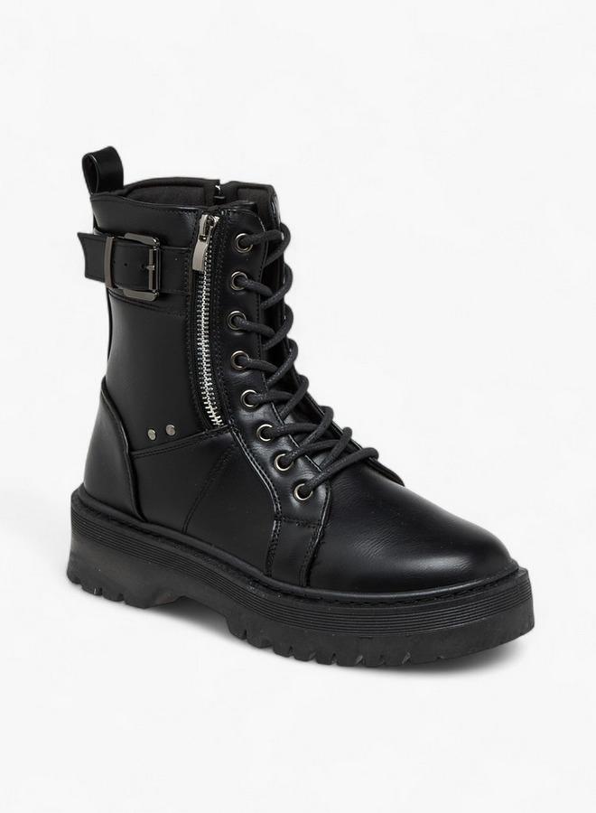 Flora Bella By Shoexpress Panelled Ankle Boots with Zip Closure - Image 2