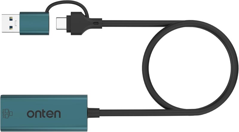 For ONTEN UE106+ Ethernet Adapter USB-A & USB-C RJ45 1000M - Image 3