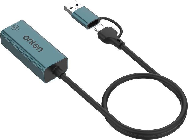 For ONTEN UE106+ Ethernet Adapter USB-A & USB-C RJ45 1000M - Image 2