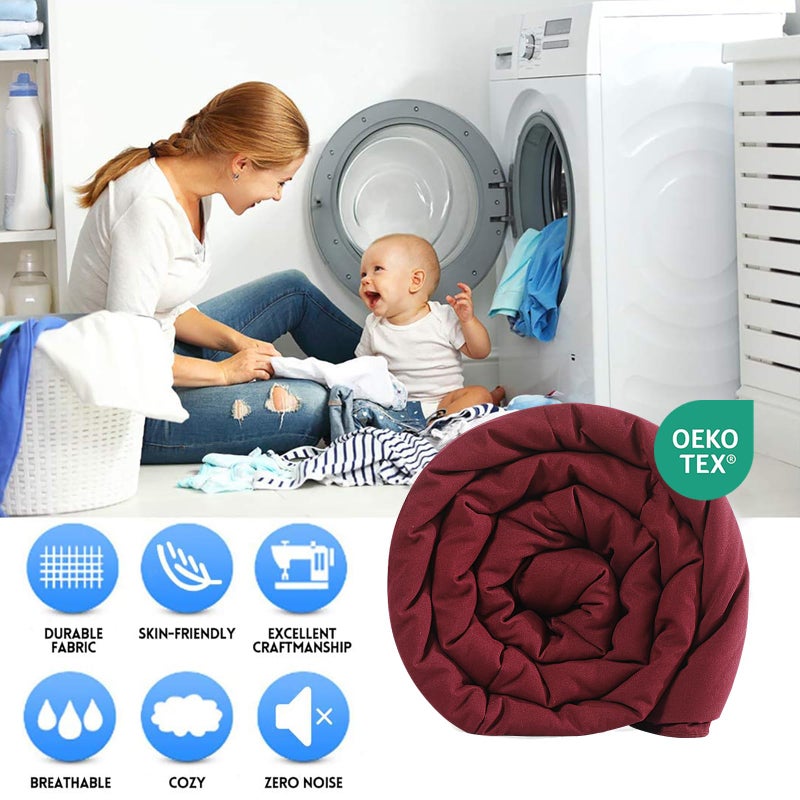 EASELAND California King Down Alternative Comforter - Quilted Duvet Insert for All Seasons, Soft Lightweight with Corner Tabs, Summer Winter Warm Bedding, Burgundy 96x104 Inches - Image 2