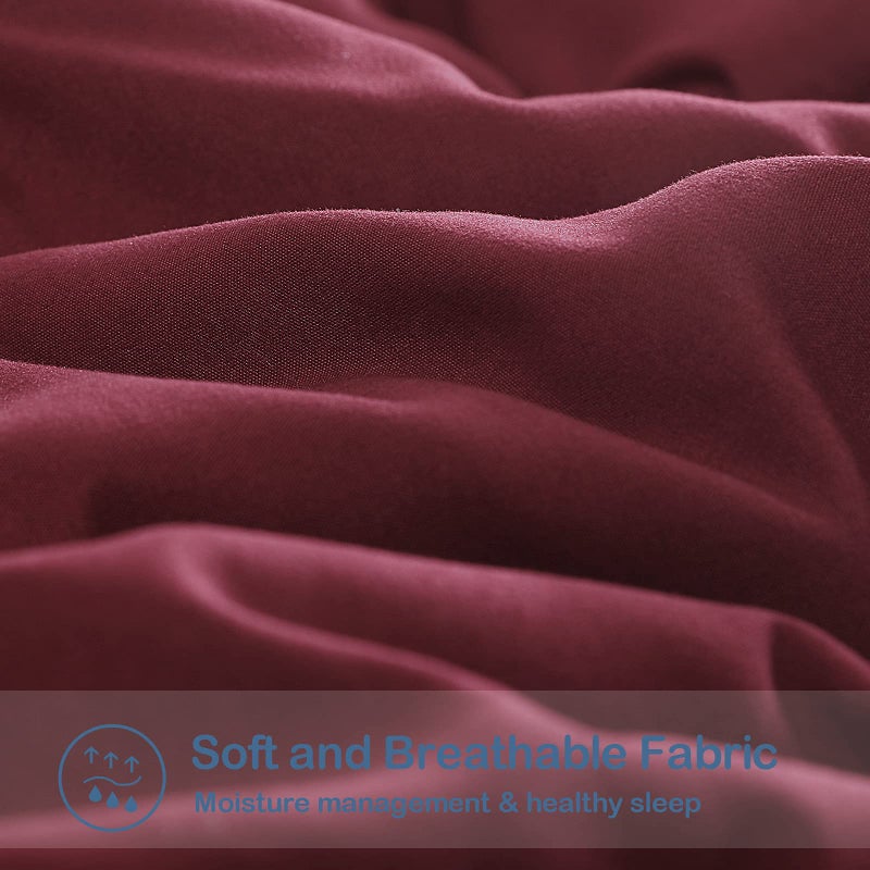 EASELAND California King Down Alternative Comforter - Quilted Duvet Insert for All Seasons, Soft Lightweight with Corner Tabs, Summer Winter Warm Bedding, Burgundy 96x104 Inches - Image 4