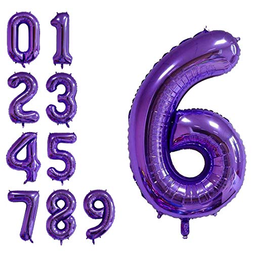 MoMo Balloon 40 Inch Jumbo Purple Number 6 Balloon Giant Balloons Prom Balloons Helium Foil Mylar Huge Number Balloons for Birthday Party Decorations/Wedding/Anniversary - Image 1
