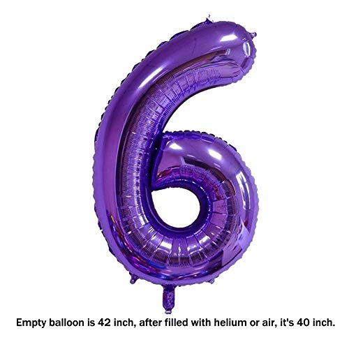 MoMo Balloon 40 Inch Jumbo Purple Number 6 Balloon Giant Balloons Prom Balloons Helium Foil Mylar Huge Number Balloons for Birthday Party Decorations/Wedding/Anniversary - Image 2