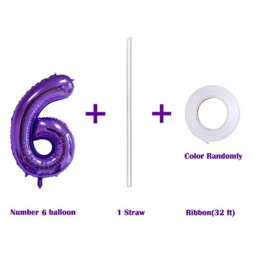 MoMo Balloon 40 Inch Jumbo Purple Number 6 Balloon Giant Balloons Prom Balloons Helium Foil Mylar Huge Number Balloons for Birthday Party Decorations/Wedding/Anniversary - Image 3