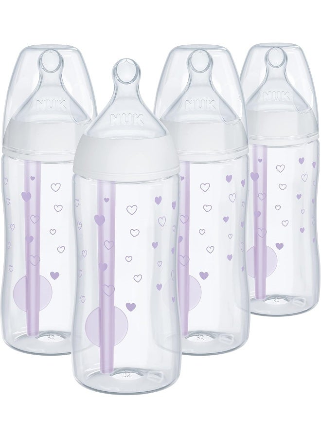 NUK Smooth Flow Pro Anti Colic Baby Bottle - Easy to Assemble and Clean & Reduces Newborn Spit-up & Gas, 10oz, 4-Pack, Girl - Image 1