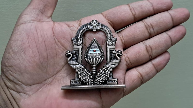 Generic Divine Murugan OM Vel with Peacock for Car Dashboard Decorative Copper Plated Murugan Vel Mayil Idol  - Image 5