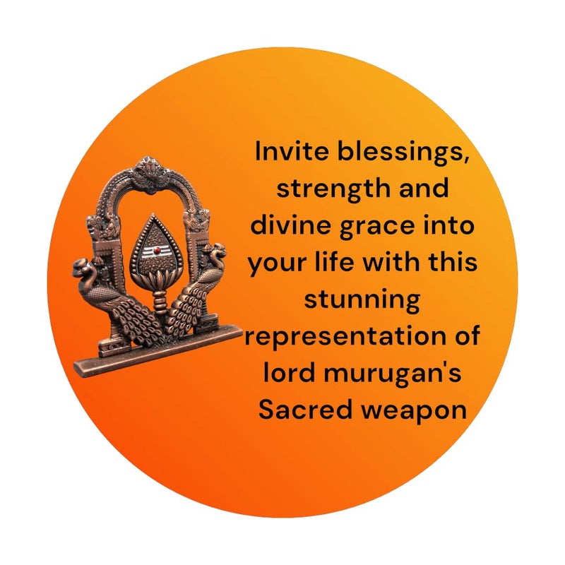 Generic Divine Murugan OM Vel with Peacock for Car Dashboard Decorative Copper Plated Murugan Vel Mayil Idol  - Image 4
