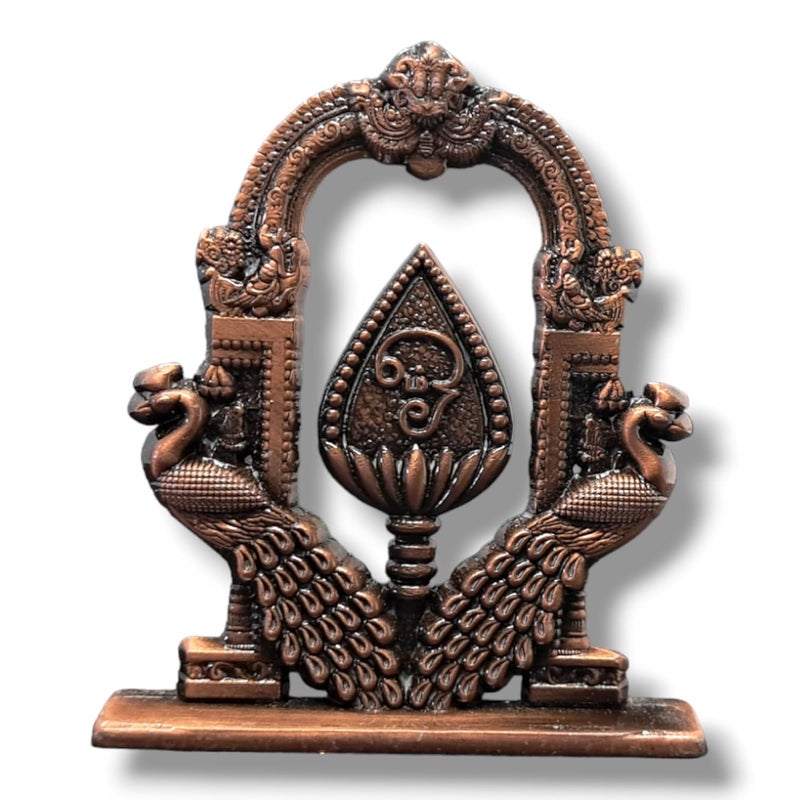 Generic Divine Murugan OM Vel with Peacock for Car Dashboard Decorative Copper Plated Murugan Vel Mayil Idol  - Image 2