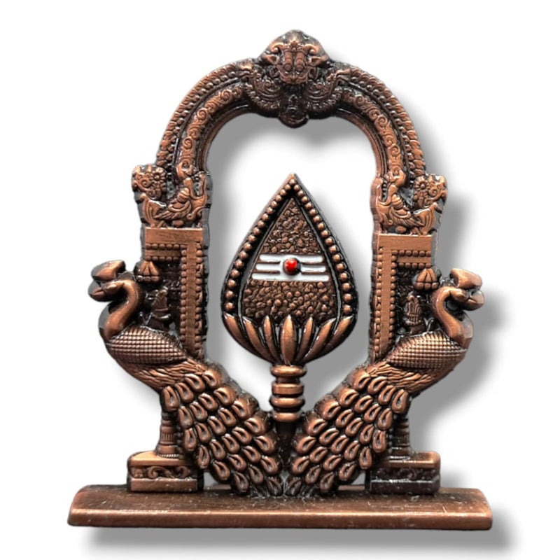 Generic Divine Murugan OM Vel with Peacock for Car Dashboard Decorative Copper Plated Murugan Vel Mayil Idol  - Image 1