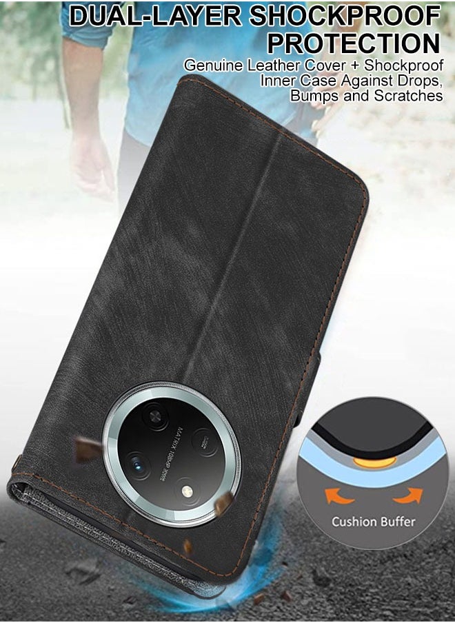 FLABOX Compatible with Honor X9c 5G (Hon X60 PRO 5G )  Leather Magnetic Flip Back Cover Foldable Cover Card Holder Slot Wallet Case for Honor X9c 5G,Black  - Image 5