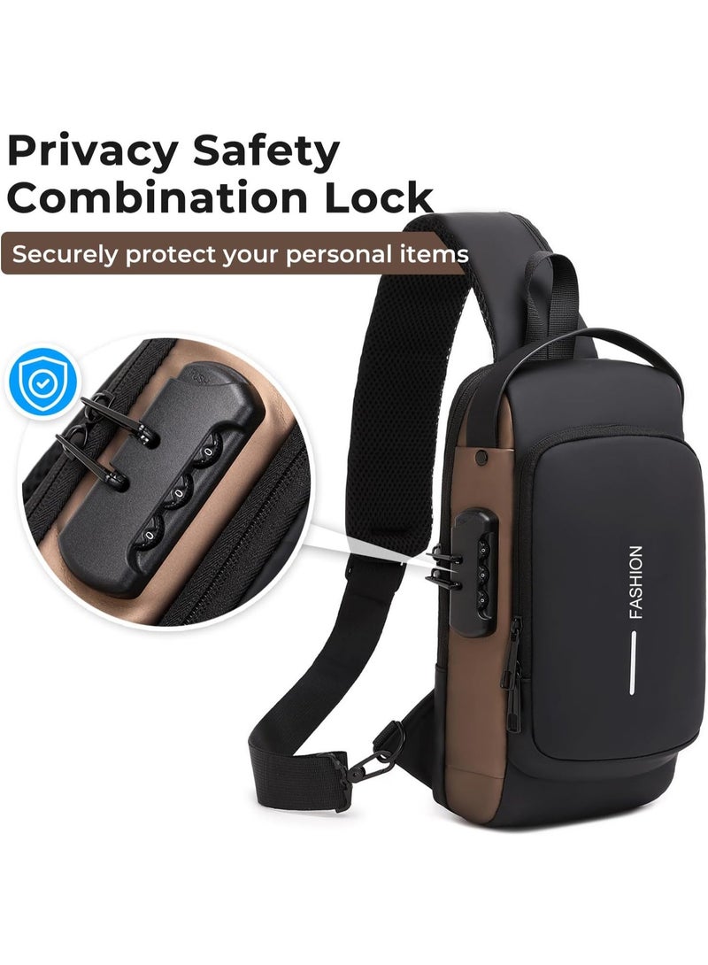 FASHION Anti-theft Sling Bag Business Men Bag Chest Crossbody bags with USB Charging Port Waterproof Small Backpack for Outdoor Work Hiking Running Sport Travel Bag Sports Car Styling (Black) - Image 2