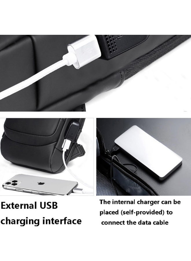 FASHION Anti-theft Sling Bag Business Men Bag Chest Crossbody bags with USB Charging Port Waterproof Small Backpack for Outdoor Work Hiking Running Sport Travel Bag Sports Car Styling (Black) - Image 4