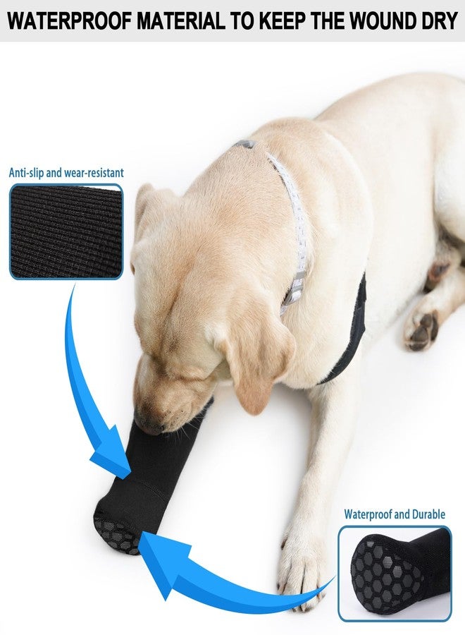 yrenoer Dog Recovery Socks - Waterproof Paw Protectors with Non-Slip Sole | Post-Surgery Boots for Wound Protection | Anti-Licking Sleeves for Dogs (Black, L_Left) - Image 3