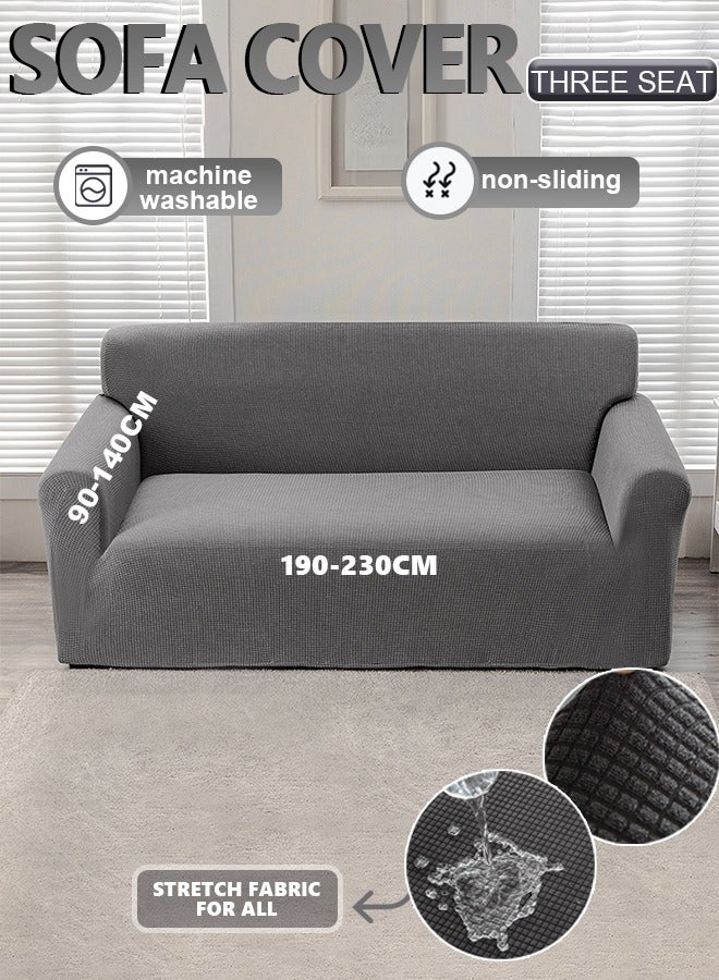 Arabest sofa cover 3 seater corn fluff super elastic waterproof and wrinkle resistant full wrap Couch Slipcover exquisite and delicate non-slip flexible jacquard Sofa Slipcover dark gray 190-230CM - Image 1