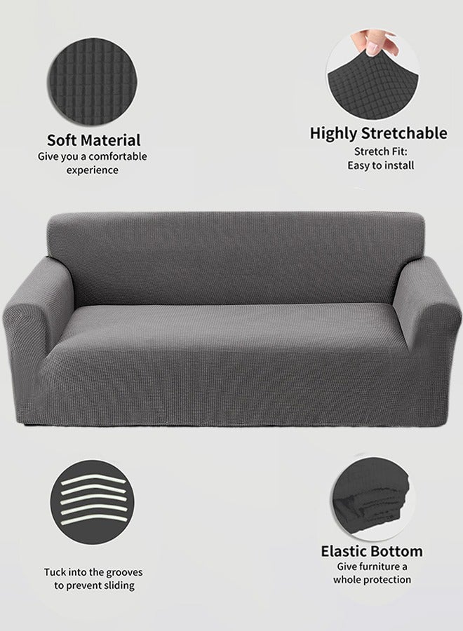 Arabest sofa cover 3 seater corn fluff super elastic waterproof and wrinkle resistant full wrap Couch Slipcover exquisite and delicate non-slip flexible jacquard Sofa Slipcover dark gray 190-230CM - Image 2
