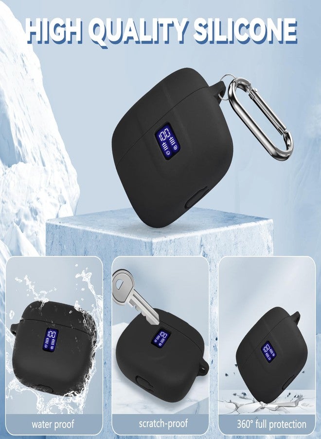 Wowwat Earbuds Case Cover Compatible with TAGRY X08 - Silicone Protective Case with Keychain, with LED Display Window, with Charging Hole, Anti-Shatter & Anti-Scratch - Black - Image 3