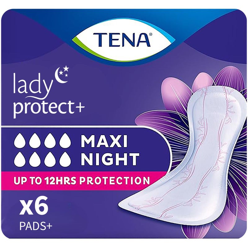 TENA Lady Maxi Night-time Bladder Control Pad for Heavy, Unexpected Urine Leaks | 6 Pcs | Postpartum or Post-surgery Pad | Upto 12 hrs Dryness | 39.4 Cm Long | World's Leading Incontinence Brand - Image 2