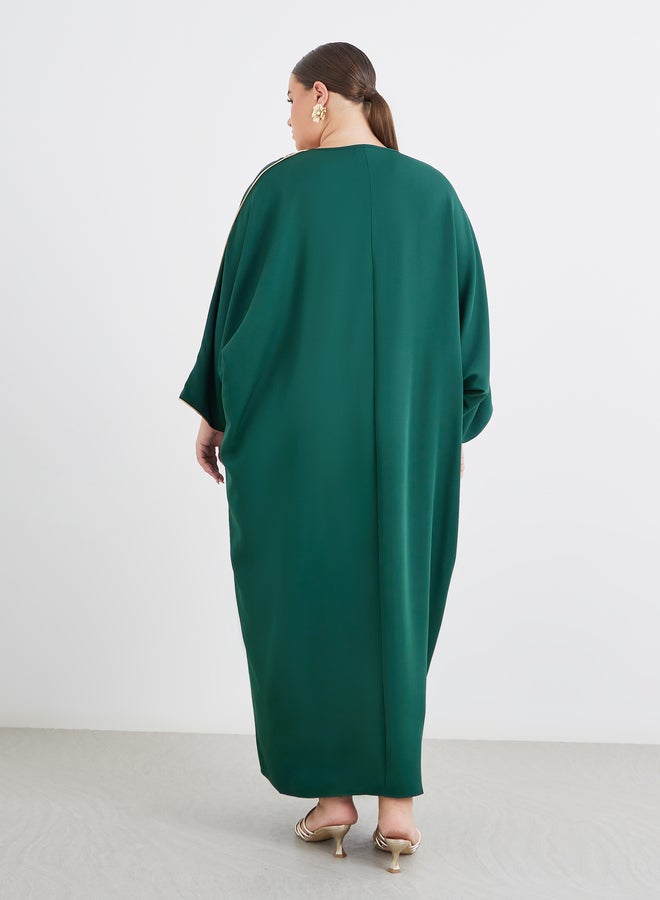 ستايلي كفتان ستيلي بلس أخضر مع تفاصيل دانتيل - Image 4