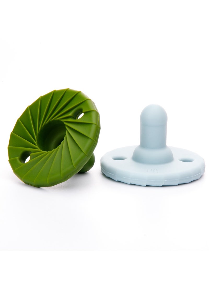 doddle & co. Doddle & Co. Baby Pacifier, Natural Shape, 100% Silicone - Tokyo Pop Pacifier (0-3m) - Scout/Cloud 9  - Image 1