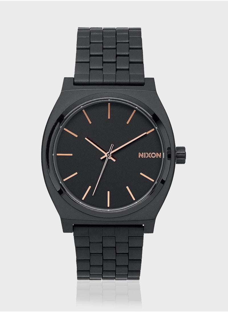 NIXON - Time Teller All Black / Rose Gold Watch - Image 1