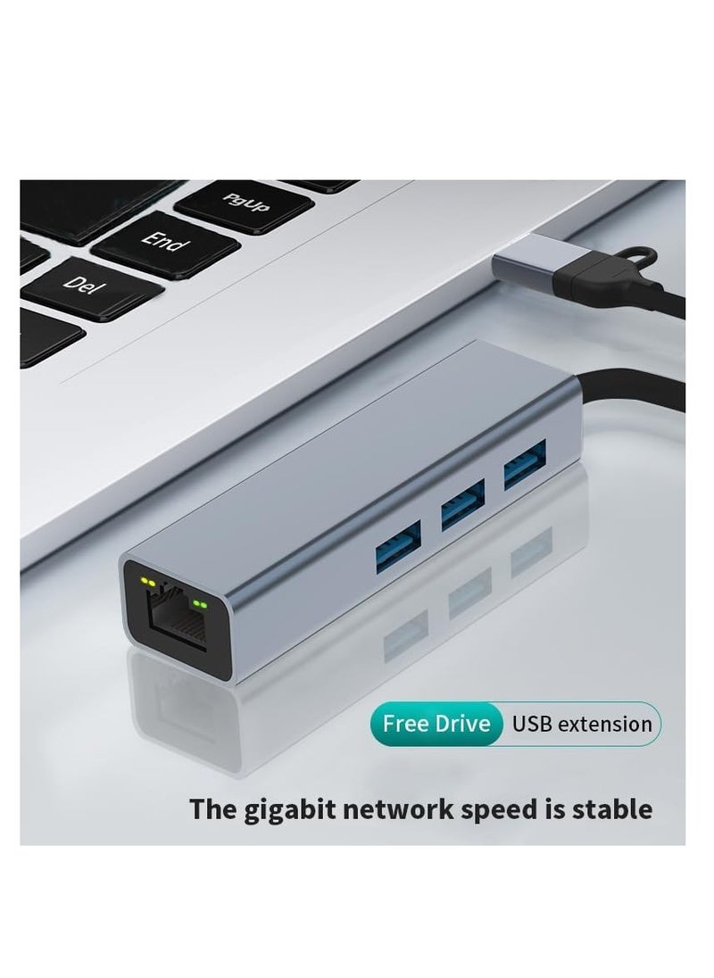 ماركة غير محددة منفذ USB+Type C 2 في 1 إلى LAN (Gigabit) + موزع USB C إلى HDMI، 3*قارئ بطاقات USB 3.0 SD/TF، ​​متوافق مع أجهزة الكمبيوتر المحمولة USB C وأجهزة أخرى من النوع C  - Image 2