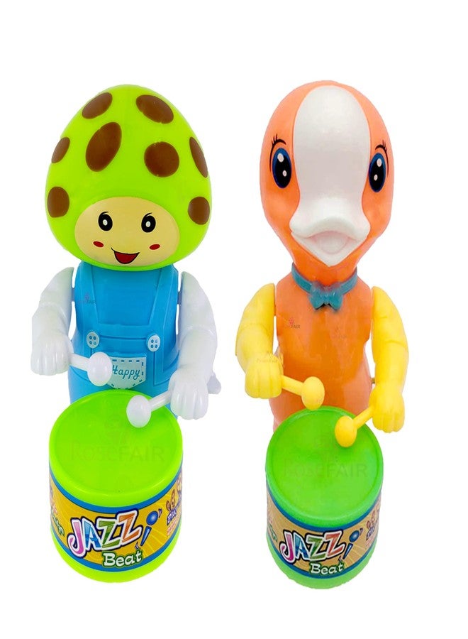 ROSEFAIR Key Operated Cute Drummer Pet Toys with Dancing Action for Kids Toys Sound Toys (Pack of 2) (MELON-GREEN-R15) - Image 1
