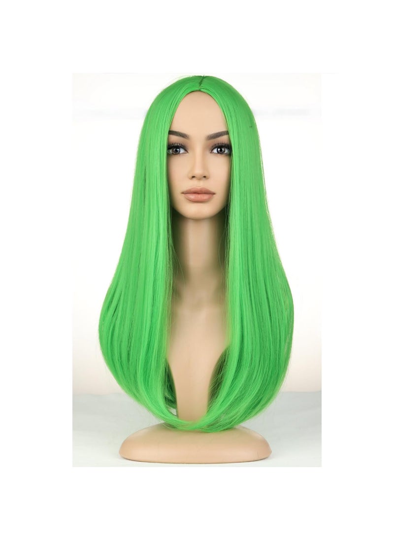 BERON - BERON Green Long Wigs Womens Straight Hair Wig Synthetic Middle Part Wig Cosplay Halloween Party or Daily Use Wig Cap Included - Image 1