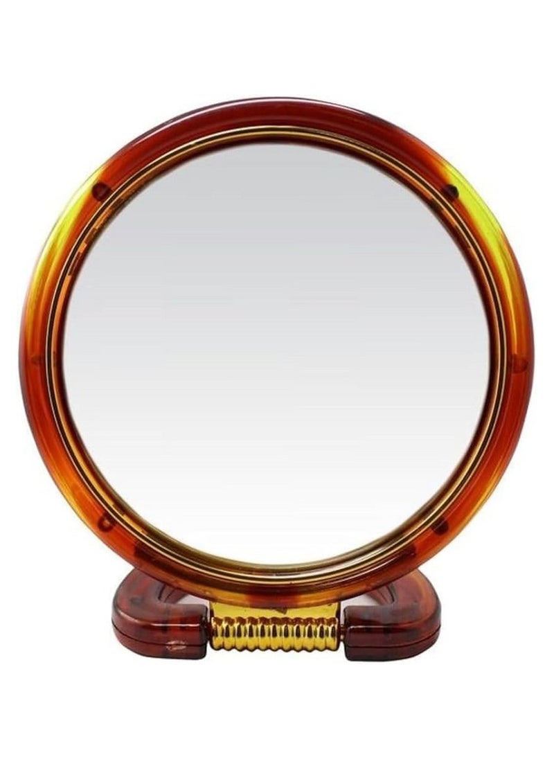 Generic Round Tabletop Makeup Mirror - Both Sides for Bathroom - Dressing Table - Double Faced - Natural View - 5X Magnifying Vision (10 * 8cm)  - Image 1