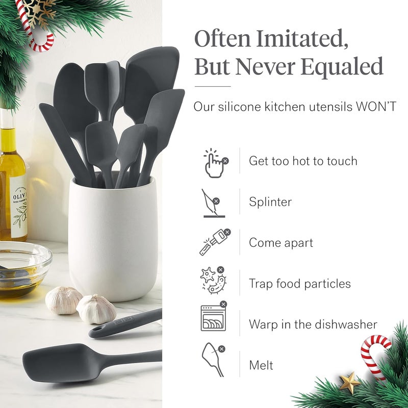 Get It Right GIR: 10 Piece Silicone Essentials Kitchen utensils set - Ladle, Spatula, Flip, Spoon & Spoonula - Non toxic cooking utensils for Nonstick Cookware, Cooking and Baking - Charcoal - Image 5