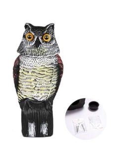 Fake Owl,Owl Decoy to Scare Birds Squirrels, Realistic Owl Scarecrow with 360°Rotating Head & Auto Make Sound Once Less Than 1M Distance to Scare Away Birds, Squirrels Nature Enemy