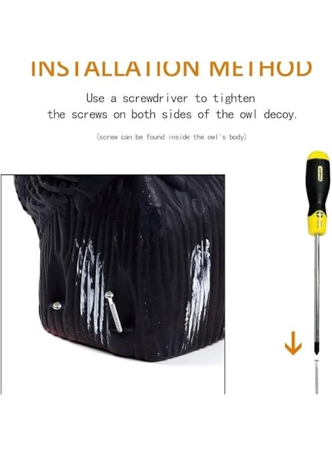 HOOKOR Fake Owl,Owl Decoy to Scare Birds Squirrels, Realistic Owl Scarecrow with 360°Rotating Head & Auto Make Sound Once Less Than 1M Distance to Scare Away Birds, Squirrels Nature Enemy  - Image 3