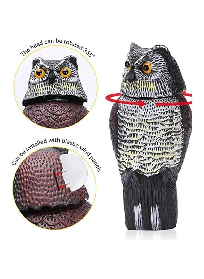 HOOKOR Fake Owl,Owl Decoy to Scare Birds Squirrels, Realistic Owl Scarecrow with 360°Rotating Head & Auto Make Sound Once Less Than 1M Distance to Scare Away Birds, Squirrels Nature Enemy  - Image 4