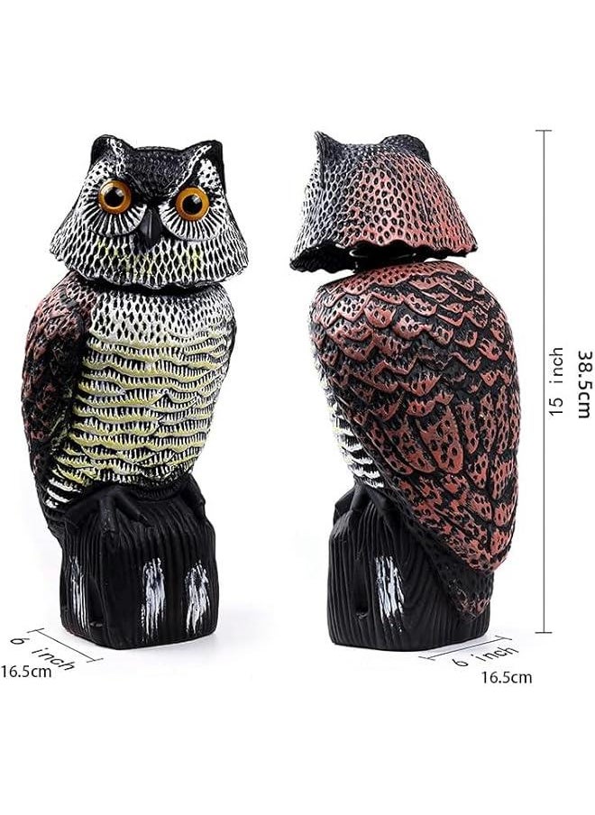 HOOKOR - Fake Owl,Owl Decoy to Scare Birds Squirrels, Realistic Owl Scarecrow with 360°Rotating Head & Auto Make Sound Once Less Than 1M Distance to Scare Away Birds, Squirrels Nature Enemy - Image 1