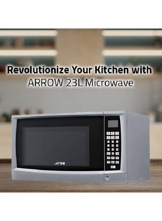 Arrow Electric Microwave - 23 Liters - 900 Watts - 11 Temperature Control Levels - Digital Screen For Control - Gray - RO-23MGS - Image 5