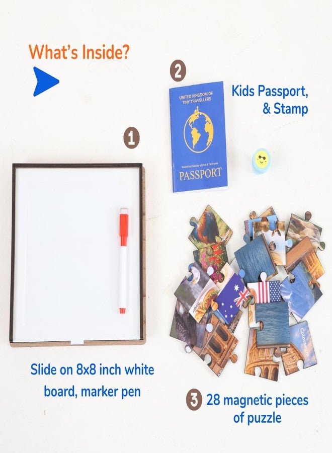 نومادو  لعبة تركيب الصور المغناطيسية من نومادو للأطفال من عمر 4 سنوات فما فوق | لوحة رسم، جواز سفر وطابع لعب | ألعاب ذاكرة | علم الخرائط | لعبة مواهب | وجهات عالمية، حيوانات وطنية، وأطعمة شهيرة - Image 4